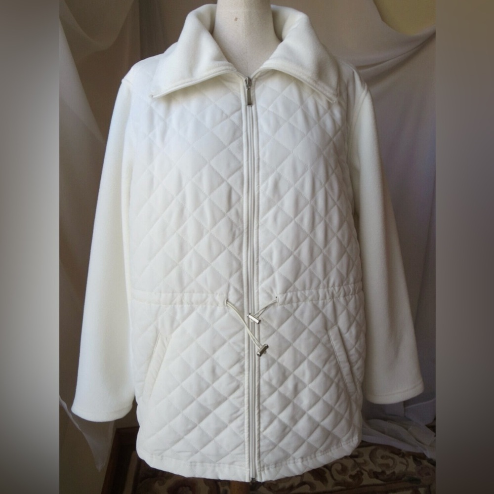 Karen Scott Women's White Quilted Puffer Jacket